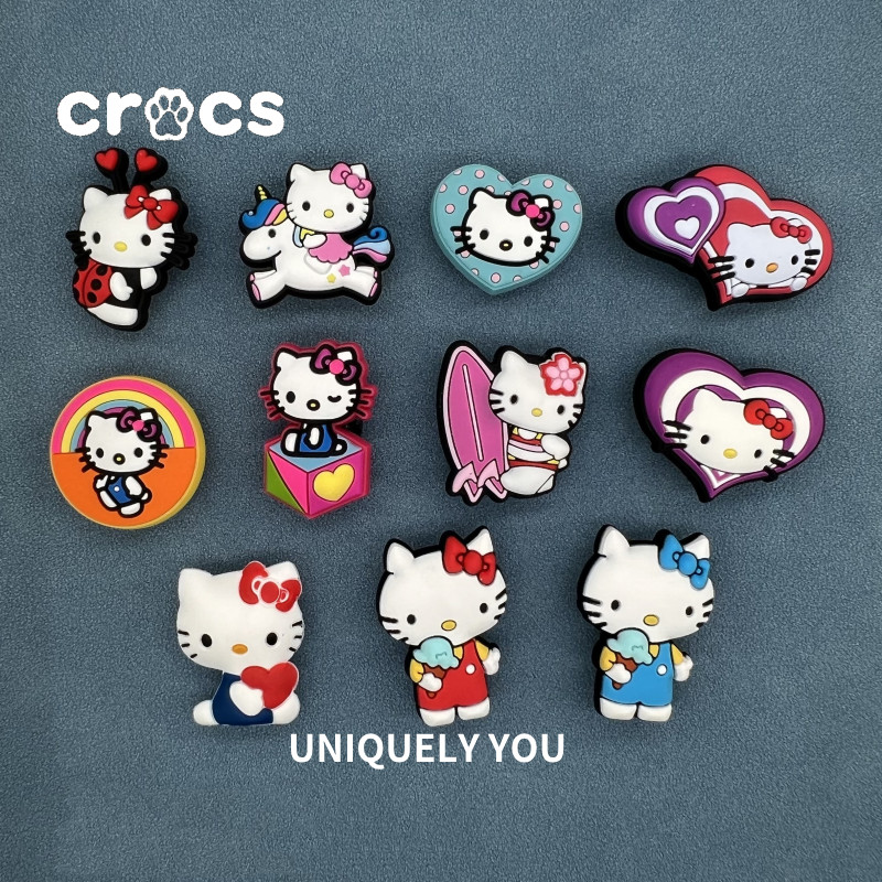 Crocs Jibbitz hello ketty หัวเข็มขัดรองเท้า KT Cat แฟชั่น Crocs อุปกรณ์เสริม Crocs charms การ์ตูนน่ารัก หัวเข็มขัดรองเท้า