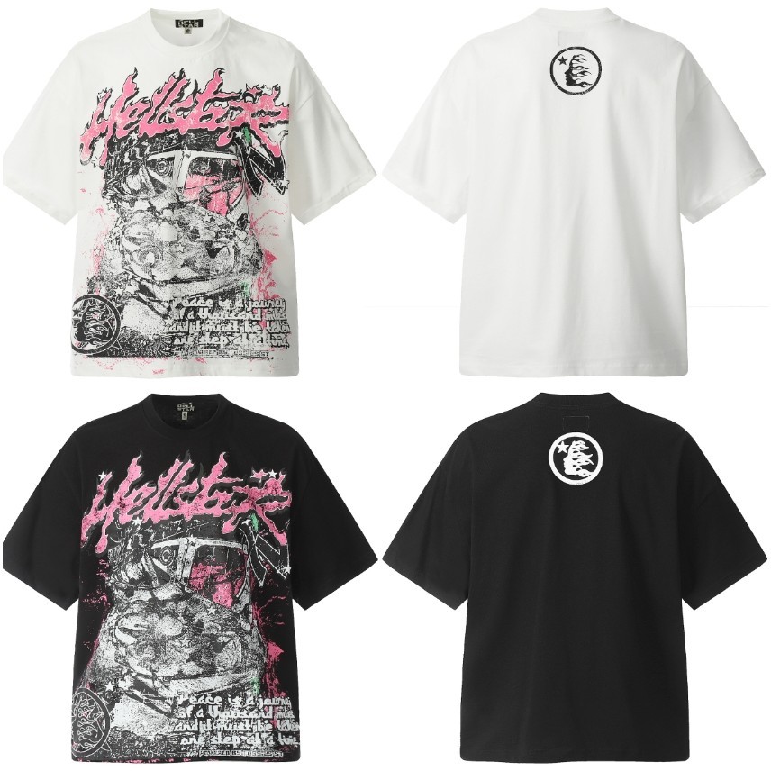 Hellstar เสื้อยืดลําลอง แขนสั้น คอกลม พิมพ์ลาย VINTAGE ทรงหลวม แฟชั่นสําหรับผู้ชาย