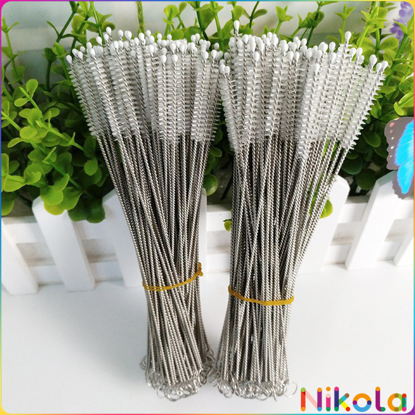 Nikola แปรงล้างหลอดดูด จุกนม ขนไนล่อน ไม่ทำให้เป็นรอย Stainless steel soft straw straw brush