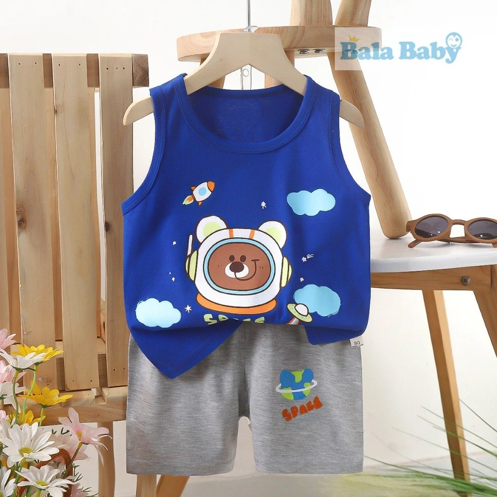 ชุดเด็ก เสื้อกร้าม+กางเกงขาสั้น เสื้อแขนกุด ผ้าcotton Size 80-110 cm BXT14 thumbnail 7