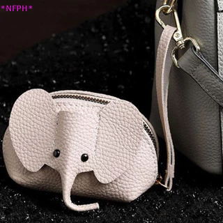 NFPH>หนังกระเป๋าเงินช้างผู้หญิงกระเป๋าใส่เหรียญพร้อมพวงกุญแจAlซิปกระเป๋าเก็บกรณีที่สําคัญใหม่