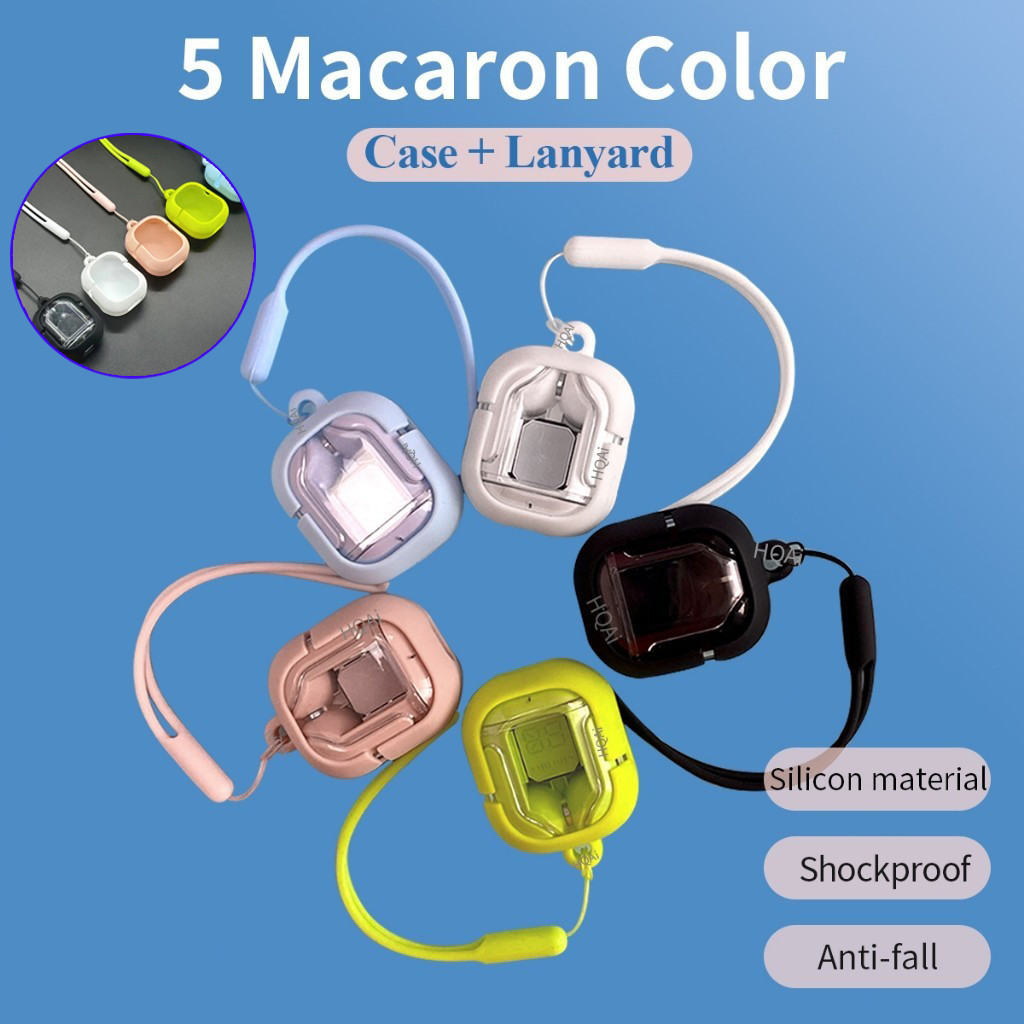 สำหรับ Air31 เคสซิลิโคนพร้อมเชือกเส้นเล็กกันน้ำ Soft TPU Anti-Lost หูฟังฝาครอบป้องกัน 5 สี