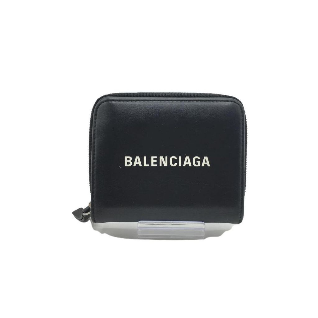 Balenciaga Bi-fold กระเป๋าสตางค์หนัง สีดํา มือสอง ส่งตรงจากญี่ปุ่น
