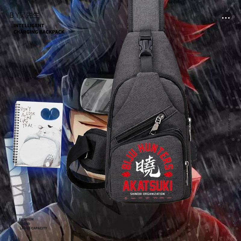 Naruto Gaara กระเป๋าสะพายข้างผู้ชายและผู้หญิงกระเป๋าหน้าอกกระเป๋าสะพายไหล่