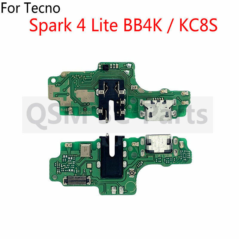 สําหรับ Tecno Spark 4 Lite BB4K / KC8S USB แท่นชาร์จพอร์ตหูฟังแจ็คเสียงไมโครโฟนสายอ่อนชาร์จบอร์ด