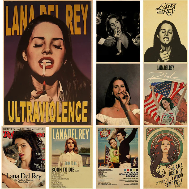 Singer Lana Del Rey Vintage Posters Born To Die Retro Kraft Paper Sticker DIY Room Bar Cafe Decor Gi