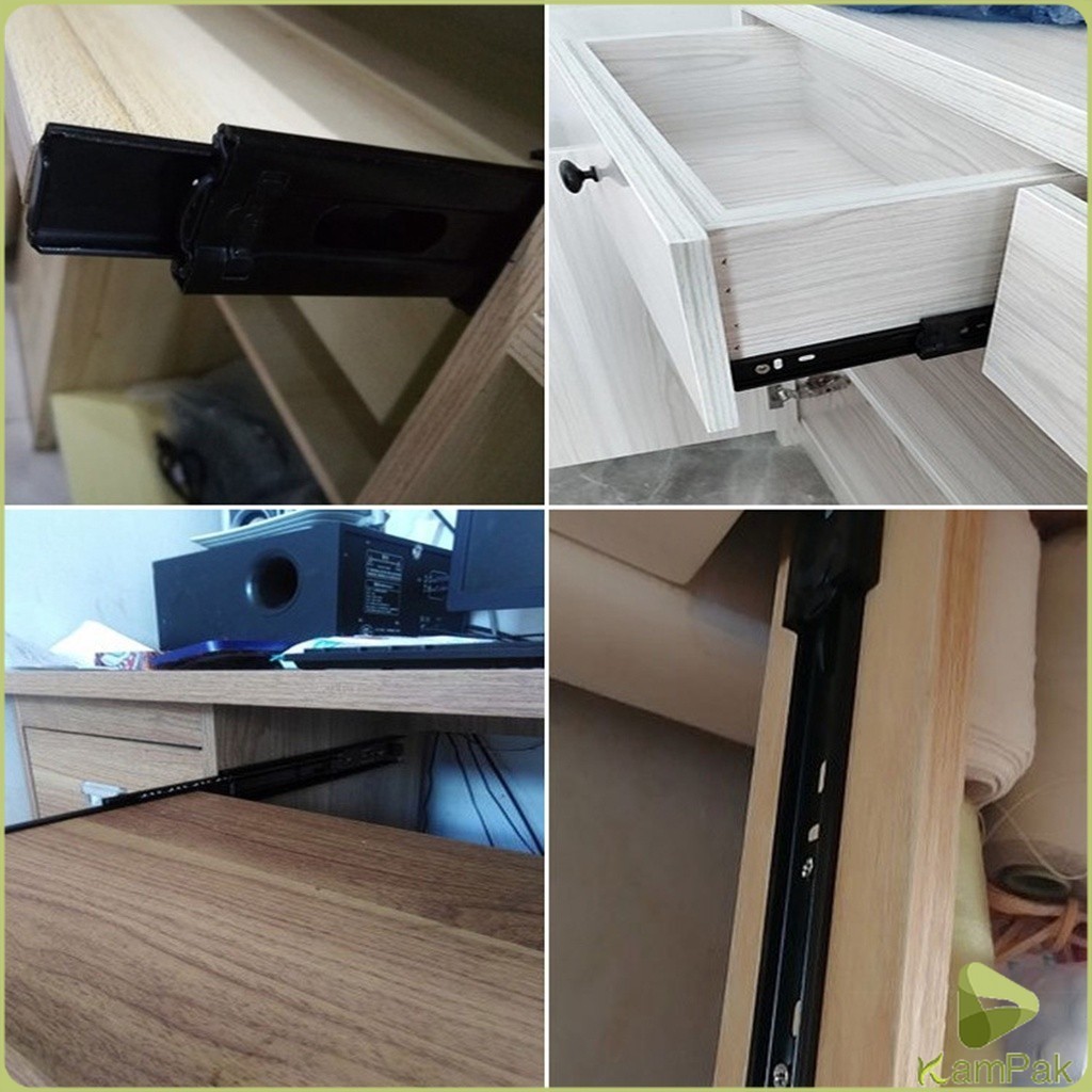 KamPak รางลิ้นชัก 1คู่ รางลิ้นชักลูกปืน ขนาด 12/14นิ้ว รางลิ้นชัก รางลูกปืน รางเลื่อนลิ้นชัก drawer slide - รูปที่ 5