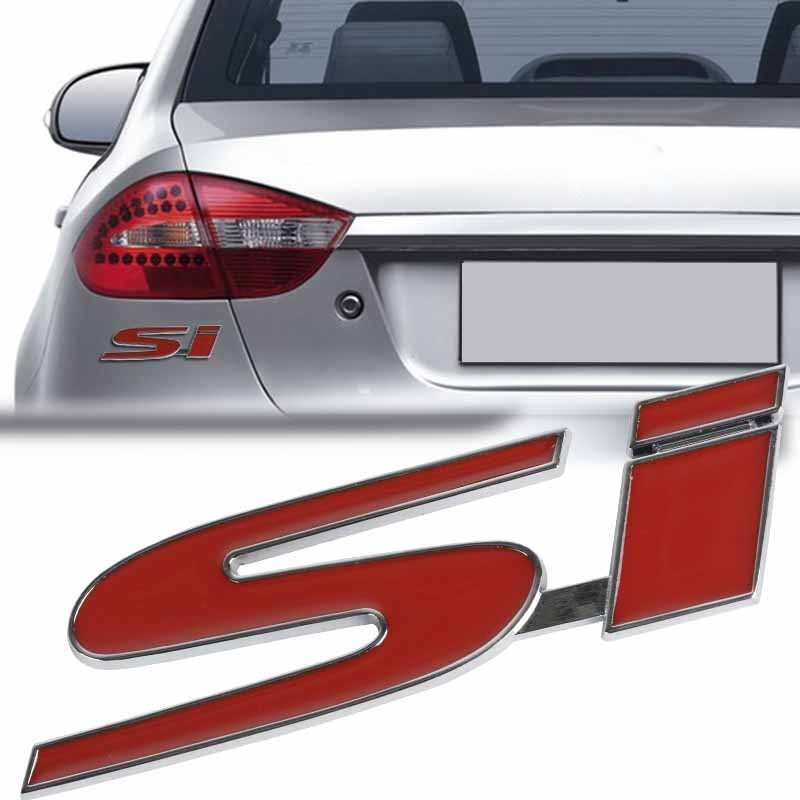 สติกเกอร์โลหะ รูปตราสัญลักษณ์ "Si" สําหรับติดฝากระโปรงหลังรถยนต์ Honda Civic