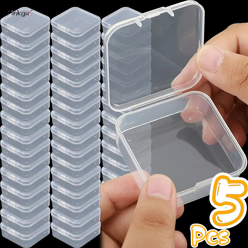 กล่องพลาสติกใส ทรงสี่เหลี่ยม ขนาด 5.5x5.5x2 ซม. กันฝุ่น แบบพกพา สําหรับเก็บเครื่องประดับ ต่างหู ลูกปัด 1 5 ชิ้น