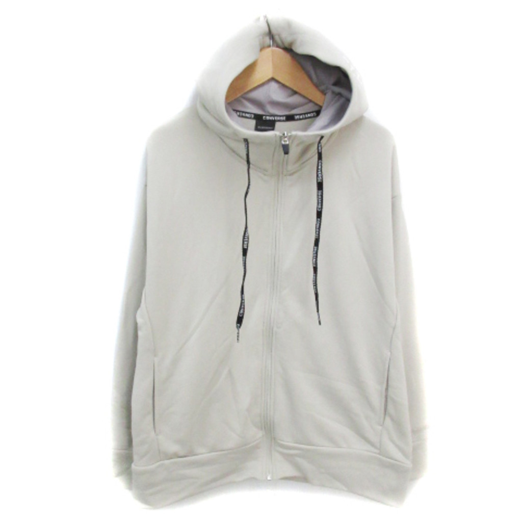 Converse Jacket Hoodie Mid-length Stand Collar M Beige White Direct from Japan Secondhand