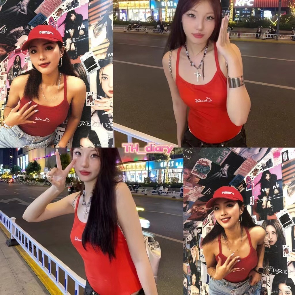 (การจัดส่งกรุงเทพ) หญิง สไตล์ใหม่ในฤดูร้อน สีเดียว การเย็บปักถักร้อยตัวอักษร ลวดลาย เสื้อกล้ามแขนกุด