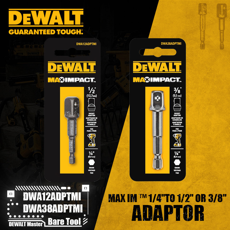 Dewalt DWA12ADPTMI DWA38ADPTMI สูงสุด™ อะแดปเตอร์ไดรเวอร์ 1/4 นิ้ว เป็น 1/2 นิ้ว หรือ 3/8 นิ้ว