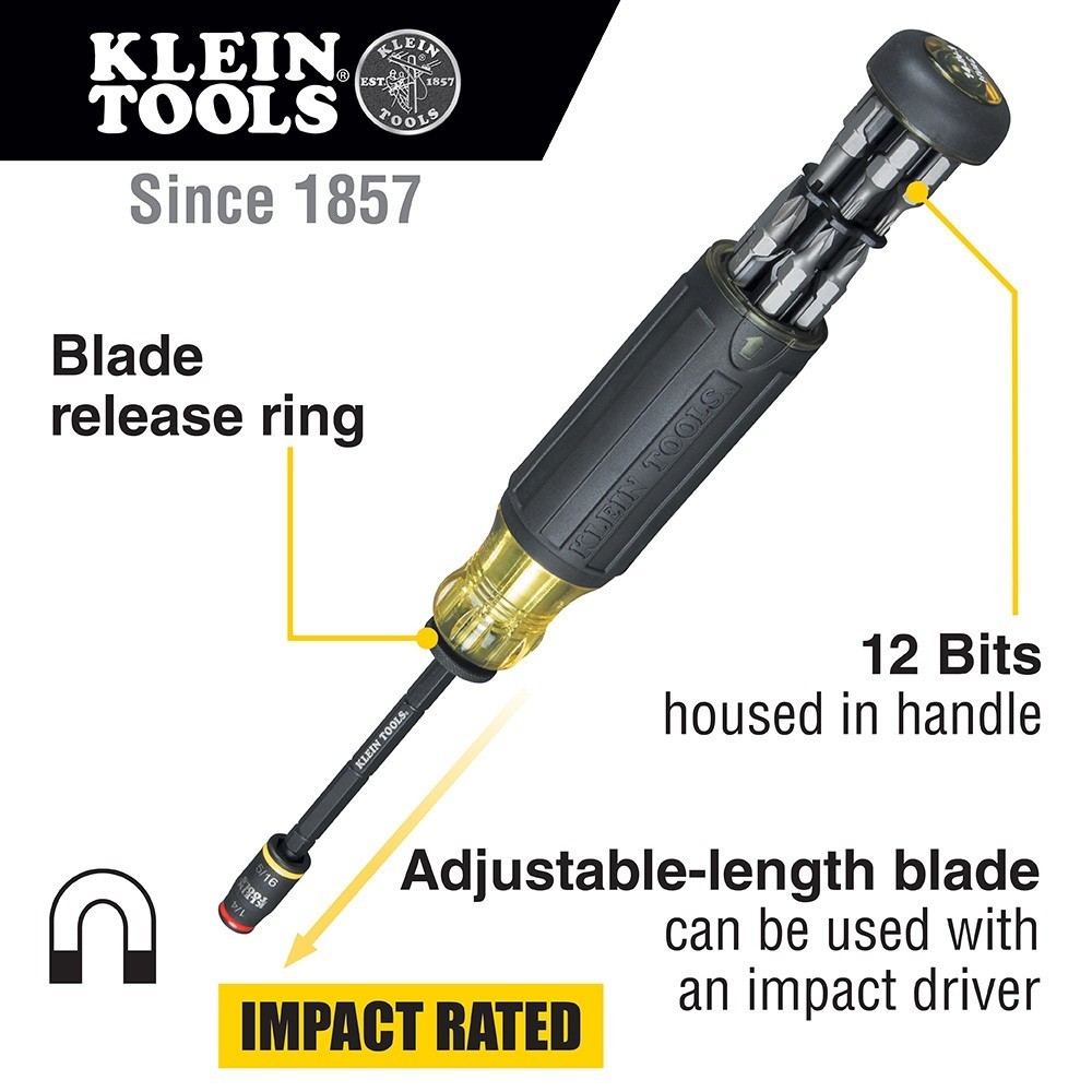 ดอกไขควง Klein Tools ไขควง 14-in-1 HVAC Adjustable Screwdriver (32304)