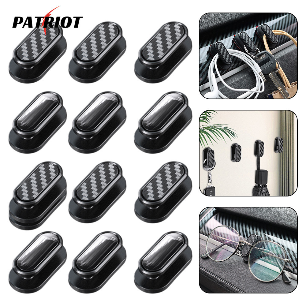 ตะขอแขวนแดชบอร์ด คาร์บอน สีดํา มีกาวในตัว 4 ชิ้น สําหรับกุญแจ หน้ากาก สายชาร์จ