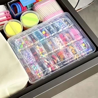 กล่องเก็บของขนาดเล็กใส 18/30/60 ชิ้น / เคสโชว์ของยิวลี่พลาสติกแบบพกพาพร้อมฝาปิด