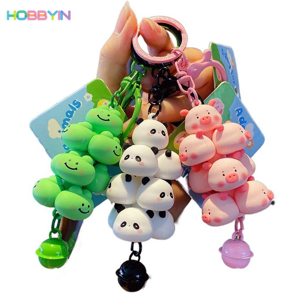 HOBBYIN เมเลน พวงกุญแจ, พวงกุญแจซิลิคอนแพนด้า, กระเป๋าถือจี้กระเป๋าสร้างสรรค์รูปสัตว์การ์ตูน