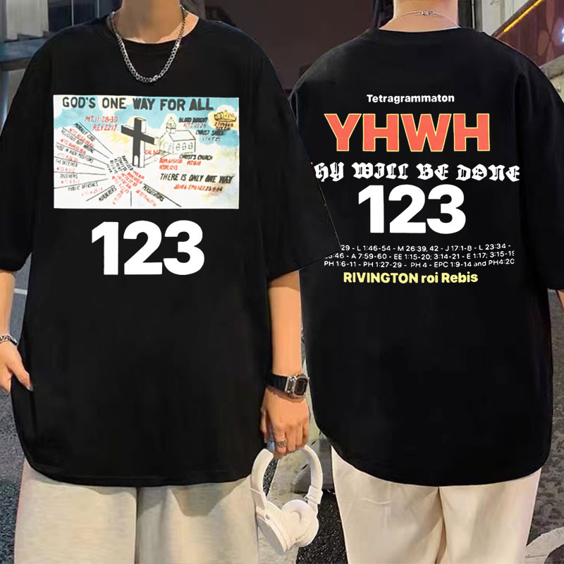ยี่ห้อ RRR123 กราฟิก Cool Gods One Way สําหรับ 123 Tshirt ผู้ชายผู้หญิงแฟชั่น Hip Hop T เสื้อผู้ชายค