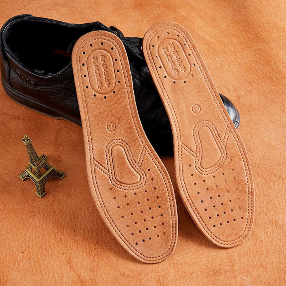 1 คู่รองเท้า Insoles ของแท้หนังระงับกลิ่นกาย Breathable ใส่ Soles Pads สําหรับรองเท้าหนัง