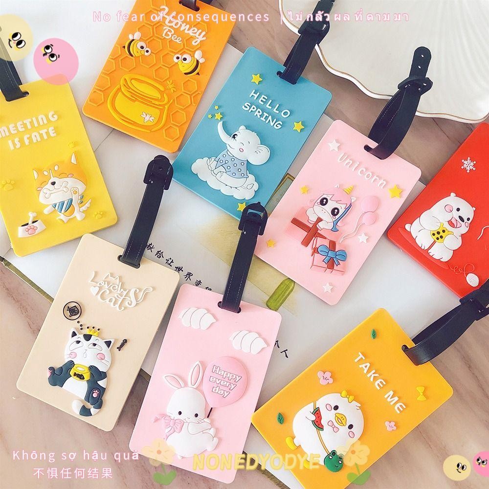 Nondyoye แท็กกระเป๋าเดินทาง, การ์ตูนสัตว์หลากสีกระเป๋าเดินทางป้าย, ซิลิโคนนุ่มหัวเข็มขัดเข็มขัด Mark Baggage ป้าย