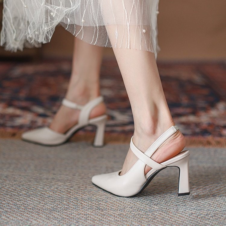 ของผู้หญิง ส้นสูง สีทึบ ปากตื้น ปลายแหลม อารมณ์ ประณีต หนังนุ่ม นุ่มสบาย เพิ่มความสูง ไซส์ 34-42 - รูปที่ 6