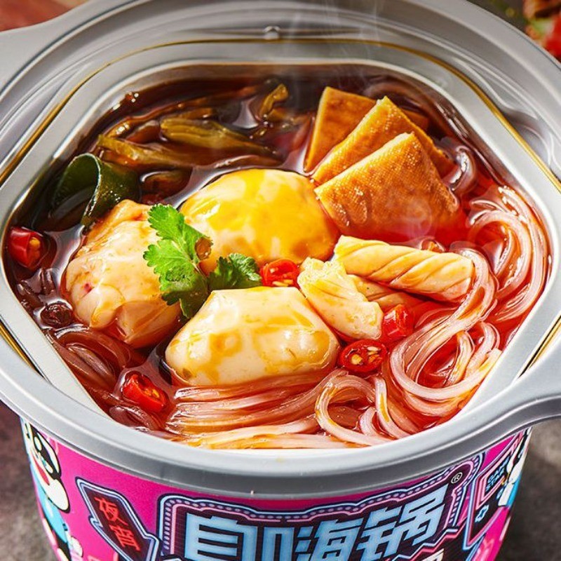 XUPAI Self Hi Pot ไม่มีทําอาหารผงร้อนและเปรี้ยวสะดวกบะหมี่กึ่งสําเร็จรูป