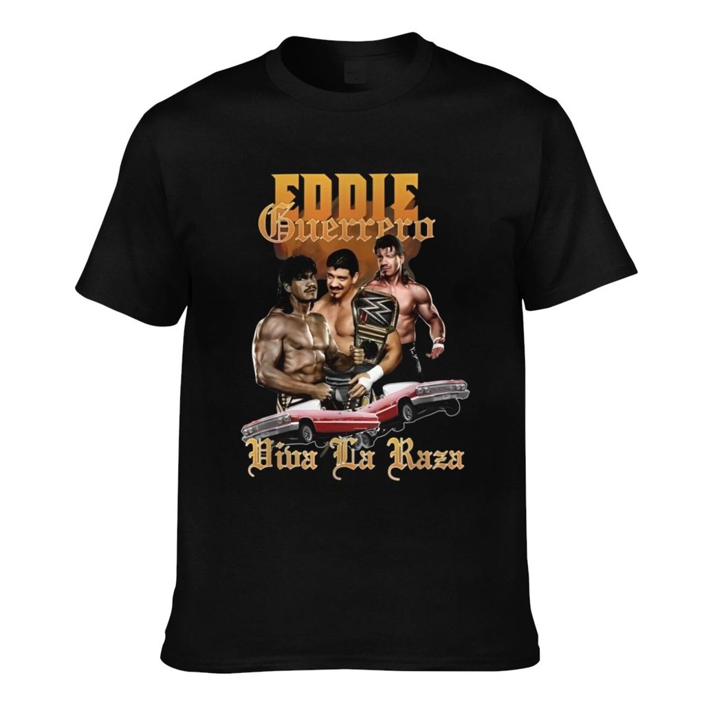 ผ้าฝ้ายแท้คุณภาพดี Eddie Guerrero เสื้อยืดลําลองผู้ชาย