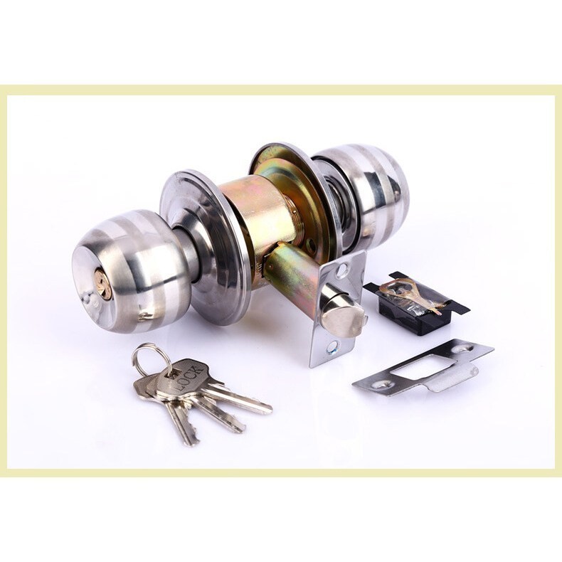 ลูกบิดก้านโยก ก้านโยกเปิด-ปิดประตู พร้อมล็อคในตัว กุญแจ2ชุด ครบชุด ก้านโยกสแตนเลส สีเงิน ความหนาของประตู 45-65 มม - รูปที่ 5