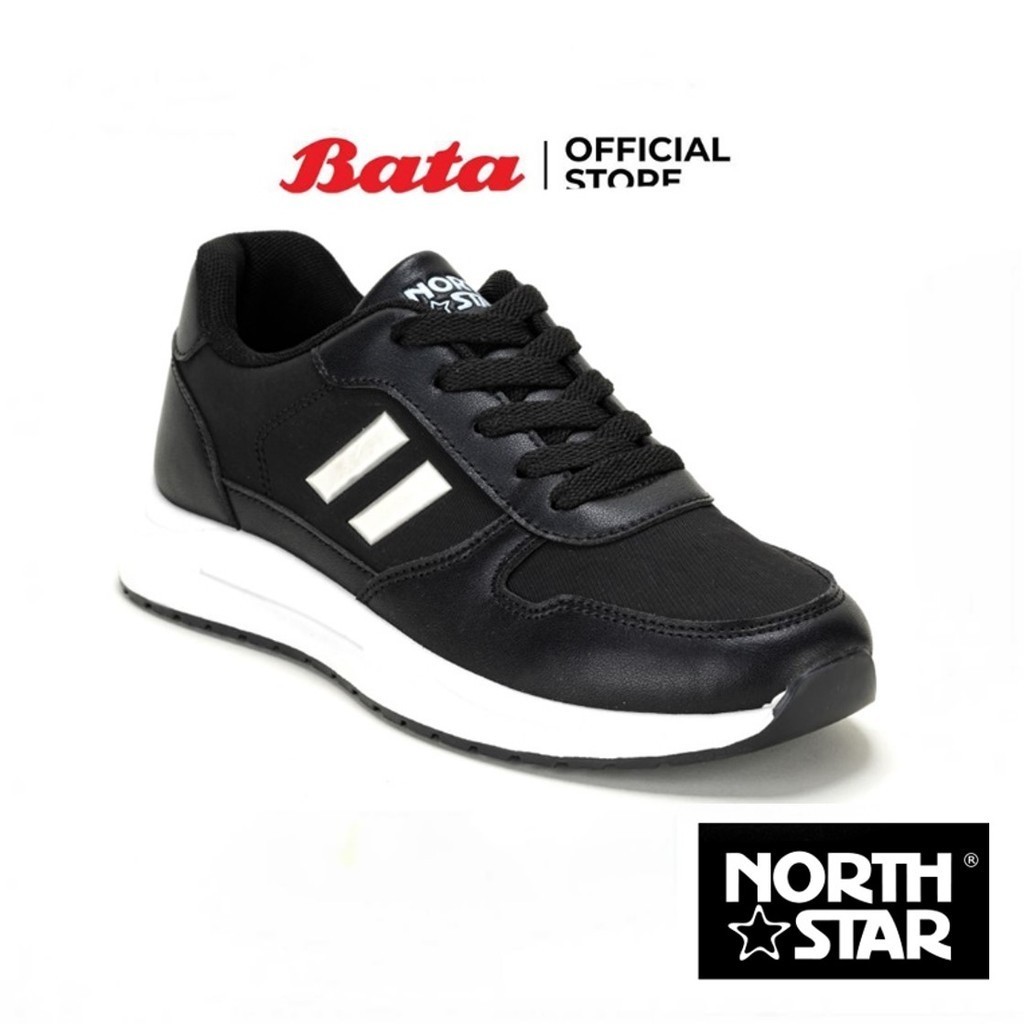 Bata บาจา by Nort Star รองเท้าผ้าใบสนีคเกอร์ แบบผูกเชือก ลำลอง ดีไซน์เท่ห์ สวมใส่งาย สำหรับผู้หญิง สีดำ 5206084 สีขาว 5201084