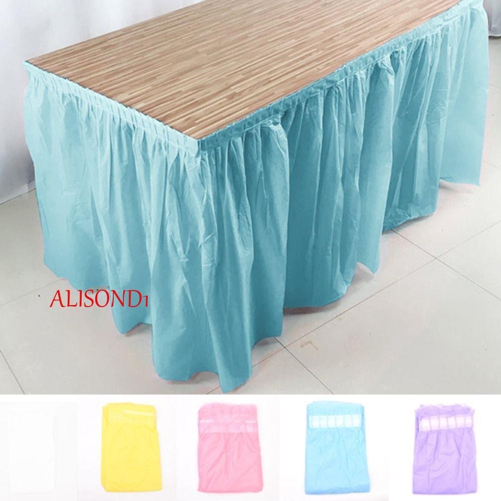 Alisond1 ผ้าปูโต๊ะ แบบใช้แล้วทิ้ง, ชุดกระโปรงพลาสติก ทรงสี่เหลี่ยมผืนผ้า, น้ําหนักเบา กันน้ํา กันน้ํา กันน้ํามัน สีพื้น วันเกิด