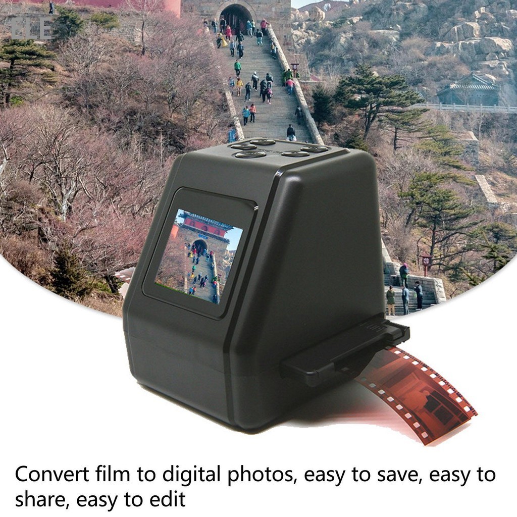 ELE เครื่องสแกนฟิล์ม 2in เครื่องสแกนสไลด์หน้าจอแปลง 135 126 110 สไลด์ 8 มม.ถึง 22MP JPG Digital Photo Negative Scanner
