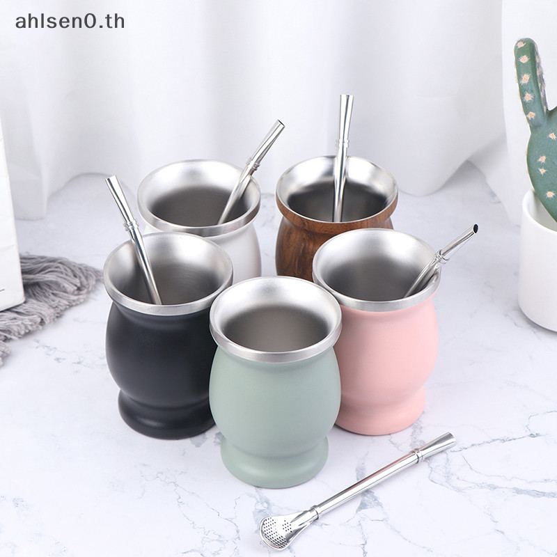 Ahlsen0 Yerba Mate Cup แก้วน้ํา สเตนเลส 304 8 ออนซ์ พร้อมน้ําเต้า