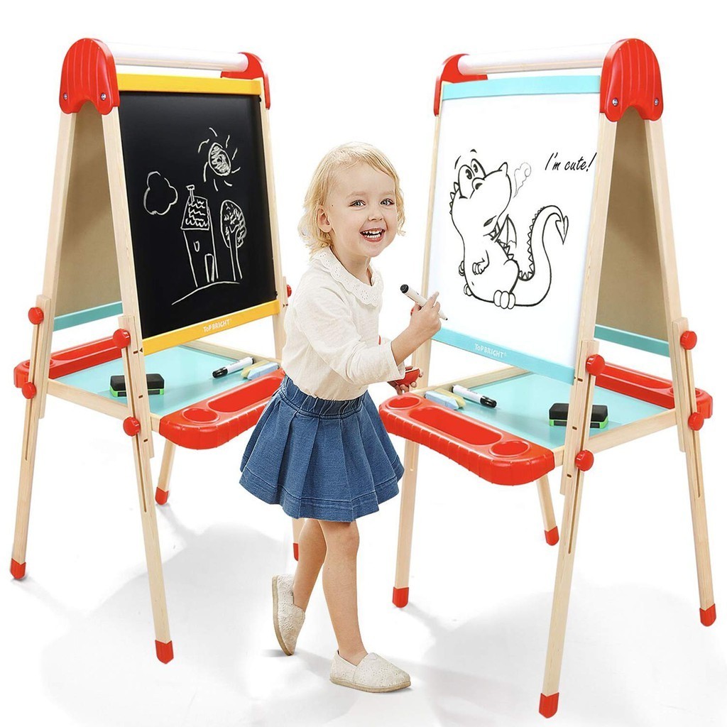 TOP BRIGHT Easel for Kids - กระดานไม้ขาตั้งมัลติฟังก์ชั่น 2 in 1 สามารถปรับระดับได้