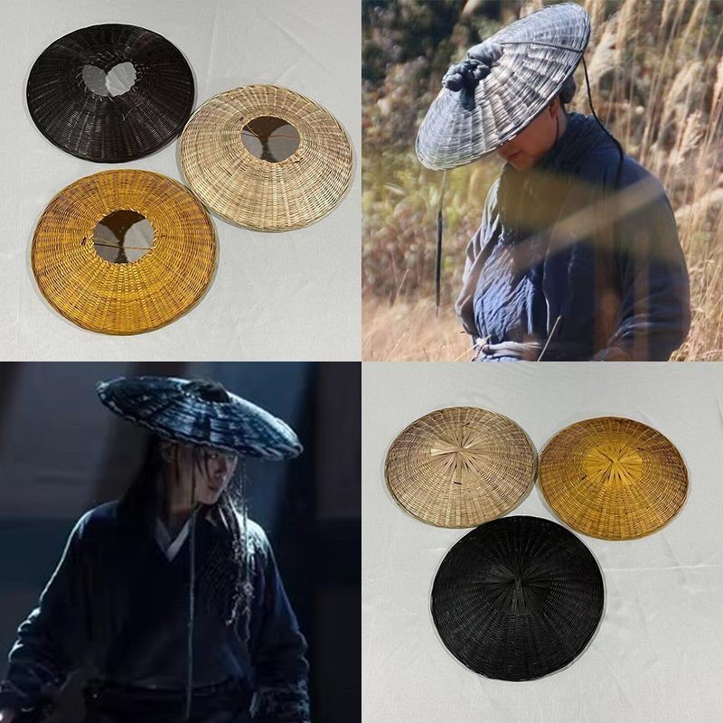 Zzksee.th หมวกปีกกว้าง แนวนอน ลายศิลปะการต่อสู้ ฮีโร่ Assassin สีดํา สไตล์ญี่ปุ่น สําหรับพร็อพถ่ายรูป