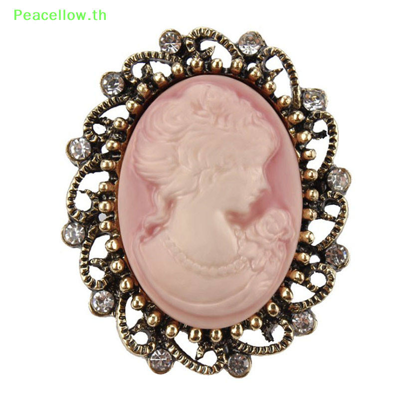 Peacellow Vintage Gothic สไตล์รูปปั้น Cameo เข็มกลัด Rhinestone เข็มกลัดสําหรับผู้หญิง TH