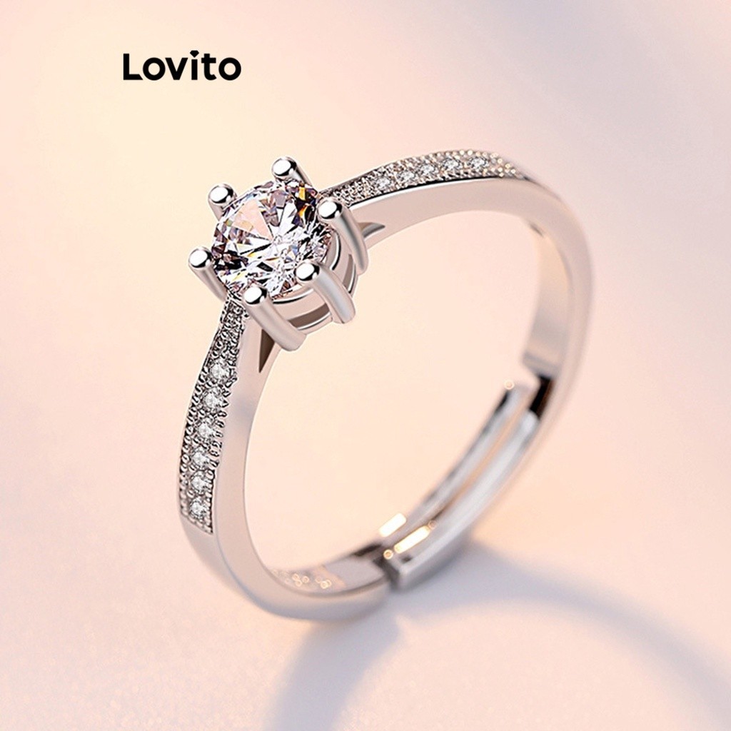 Lovito แหวนสตรี แหวนลำลอง เบสิก สำหรับสตรี LFA03068 (สีเงิน)