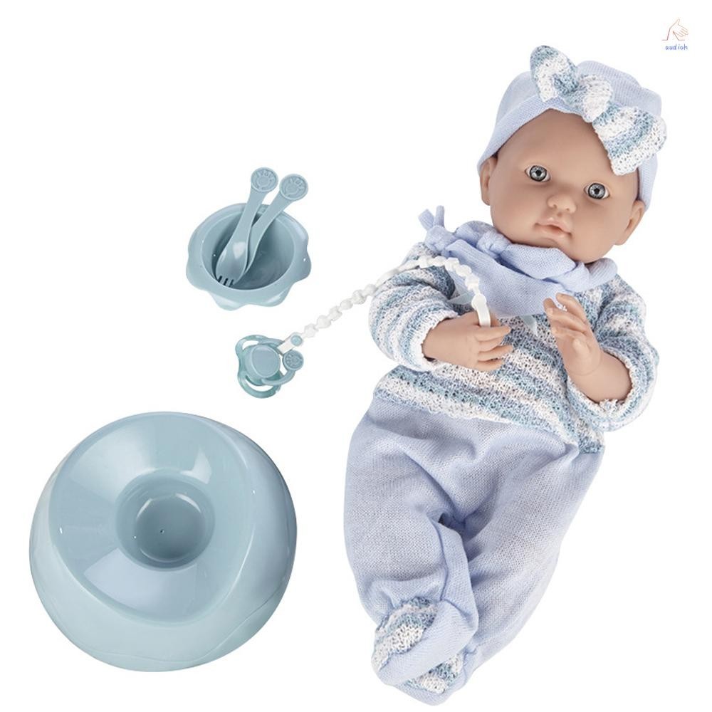 ตุ๊กตาเด็กทารกจริง แบบซิลิโคนนิ่ม 16 นิ้ว พร้อมชาม ของขวัญ สําหรับเด็กวัยหัดเดิน 18 เดือน