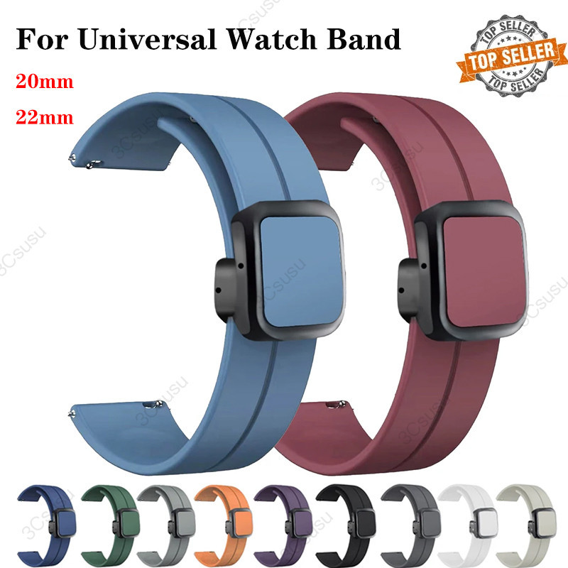สายนาฬิกาข้อมือซิลิโคน แบบแม่เหล็ก 20 22 มม. สําหรับ Samsung Galaxy Watch 4 5 6 pro 40/44/45 มม. 42 46 มม. Huawei GT3 pro