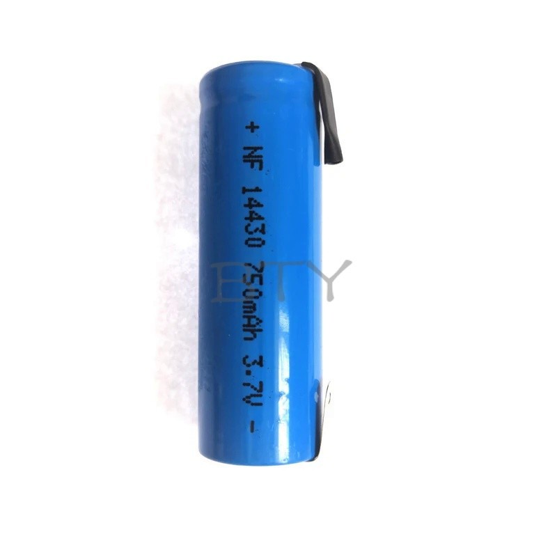 BTY 14430 Cylindrical 3.7V 750mAh Li-ion Battery with Nickel Tape for Electric Shaver and ETC Battery