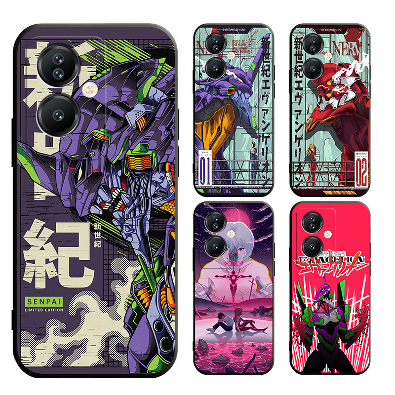 เคสโทรศัพท์มือถือแบบนิ่ม ผิวด้าน ลาย Evangelion สีดํา สําหรับ OPPO A18 A38 A58 A98 A78 A79 A54 A17K A93 A94 A92 A52 RENO 4F 5F PRO 4G 5G