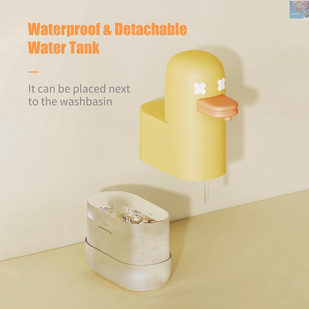 ส่งไวมาก เครื่องจ่ายสบู่โฟมอัตโนมัติ เป็ดเหลือง น่ารัก ชาร์จได้ 350ml duck soap automatic dispenser - รูปที่ 6