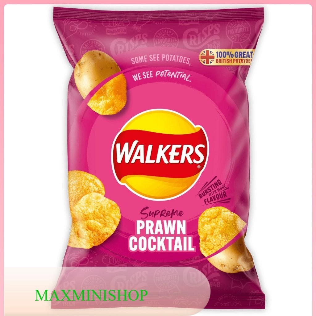 กุ้งค็อกเทลกรอบ วอล์กเกอร์ส 32.5 ก./ Prawn Cocktail Crisps Walkers 32.5 G.