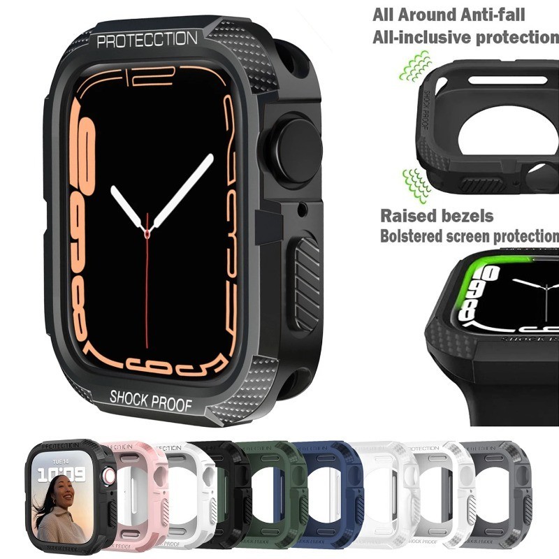 เคสคาร์บอนไฟเบอร์ TPU กันกระแทก สําหรับ Apple Watch Ultra 8 7 SE 6 5 4 3 iWatch 41 มม. 45 มม. 38 40 42 44 มม.