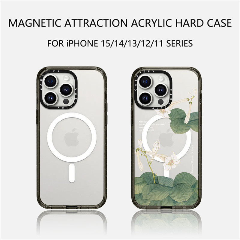 Casetify X เคสโทรศัพท์มือถืออะคริลิค TPU แบบแข็ง ขอบสีดํา และสีขาว พร้อมกล่อง สําหรับ Apple IPhone 11 12 13 14 15 Pro Max