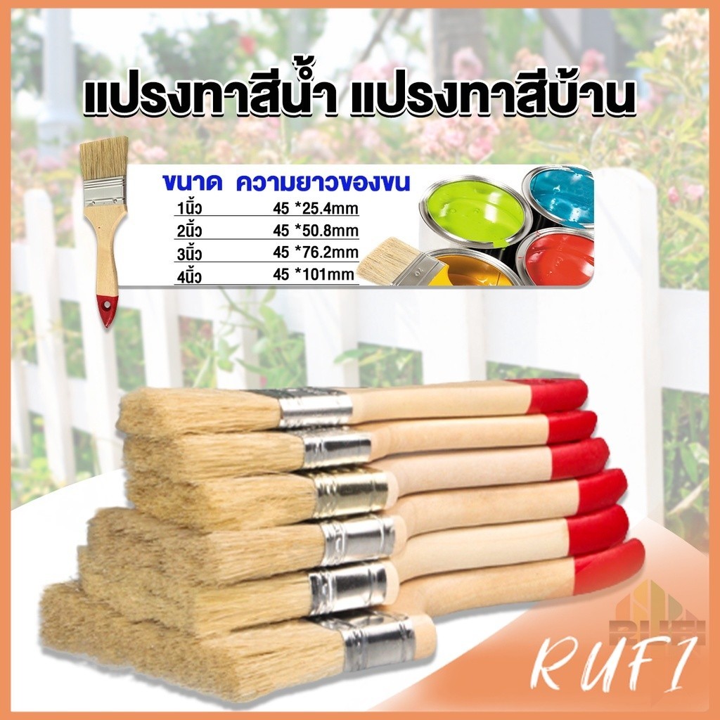 RUFI แปรงทาสี 1 ชิ้น  แปรงทาสีบ้าน มีหลายขนาดให้เลือก มีขนาด 1นิ้ว-4นิ้ว Paint brush