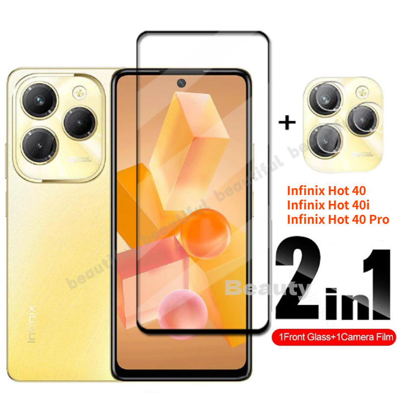 กระจกสําหรับ Infinix Hot 40 โทรศัพท์โปร่งใสป้องกันหน้าจอด้านหน้า Infinix Hot40 Pro 40i 4G Hot40i 40Pro กระจกนิรภัยเลนส์กล้อง InfinixHot40 Hot40Pro Hot50 Hot30 30i