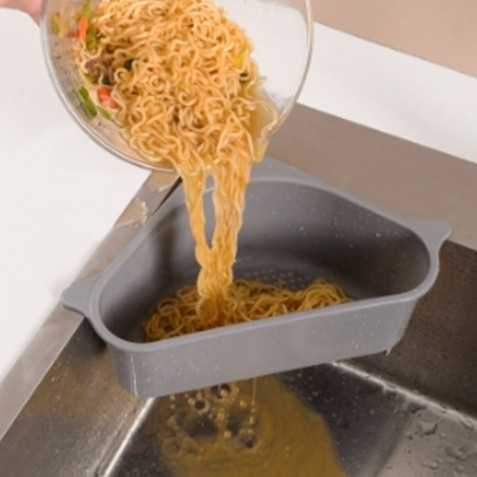 ตะกร้ากรองเศษอาหาร ที่กรองเศษอาหาร มีรูระบายน้ำ ที่วางฟองน้ำ ตะกร้าเข้ามุม ใช้สำหรับล้างผัก ล้างผลไม้