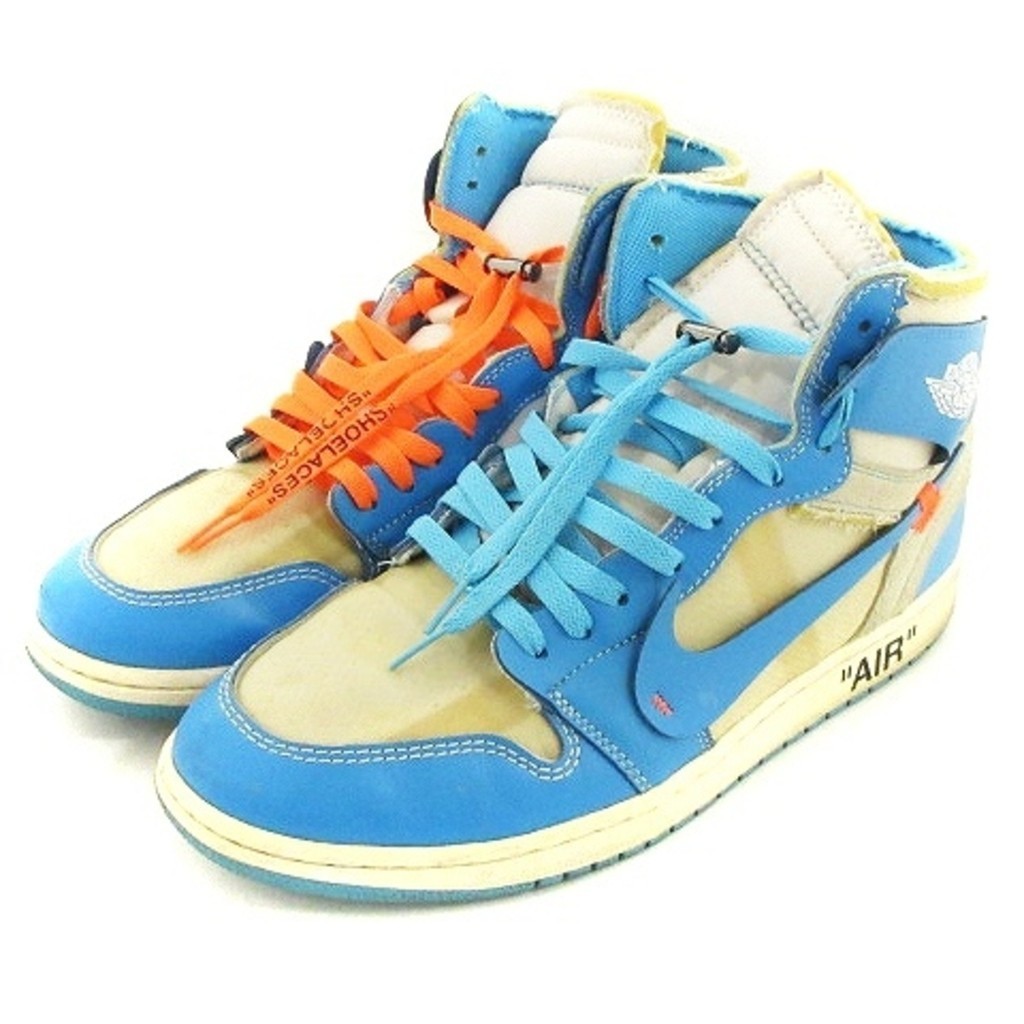 Nike Off White Air Jordan 1 รองเท้าผ้าใบ สีฟ้าอ่อน 30 ซม. ☆ อ่า ★ ส่งตรงจากญี่ปุ่น มือสอง
