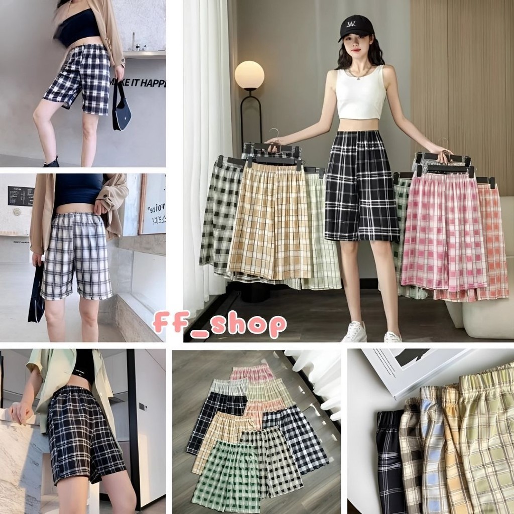 🛒FF.shop🛒กางเกงสก๊อตสั้น ผ้านิ่มยืด ใส่สบาย #350