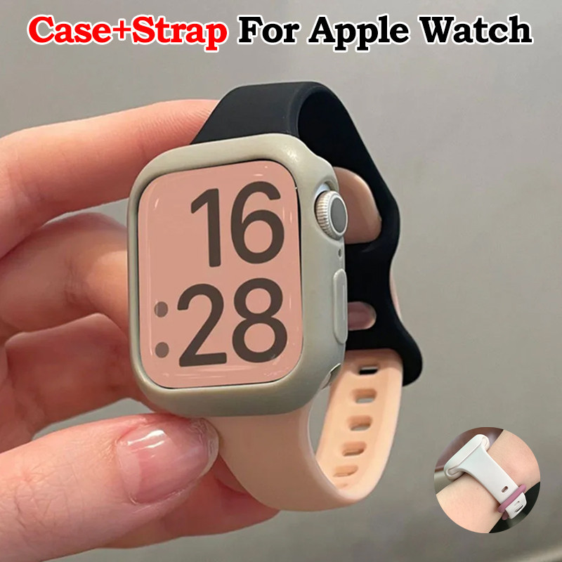 เคสซิลิโคน พร้อมสายคล้อง สําหรับ Apple Watch 44 มม. 40 มม. 45 มม. 41 มม. 42 มม. 38 มม. iWatch series 9 8 7 6 SE 5 4 3