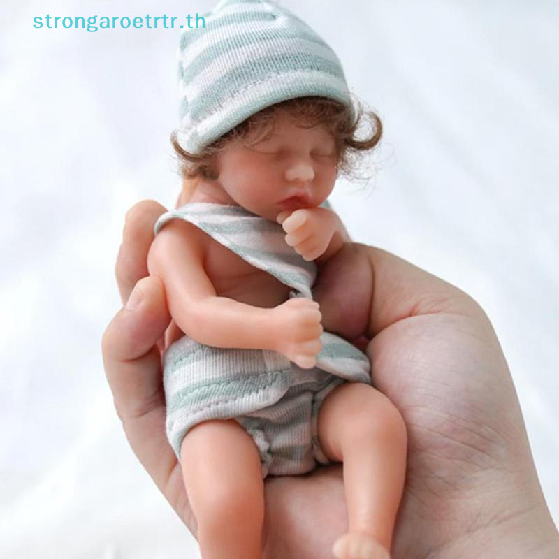 Strongaroetrtr ตุ๊กตาเด็กทารกแรกเกิด แบบซิลิโคน เสมือนจริง ขนาดเล็ก 15 ซม.